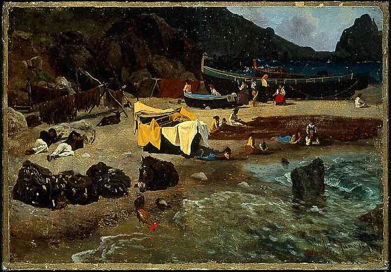 Fishing Boats at Capri, Albert Bierstadt